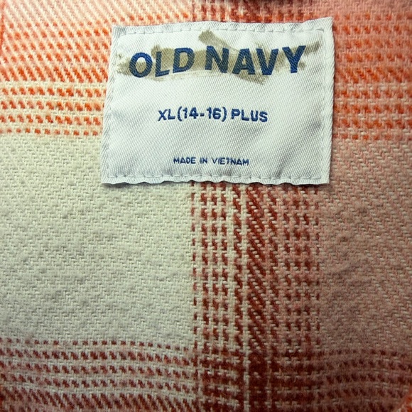 Old Navy Pink & Orange Plaid Shaket XL Plus 14-16. - Picture 3 of 5